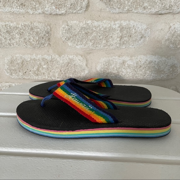 Vintage Rainbow Flip Flops 